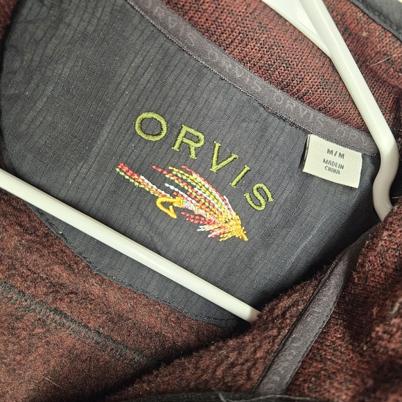 Orvis fleece Vest Full Zip Maroon Men’s Sz M Zip Pockets Outdoor Fishing - Picture 4 of 5